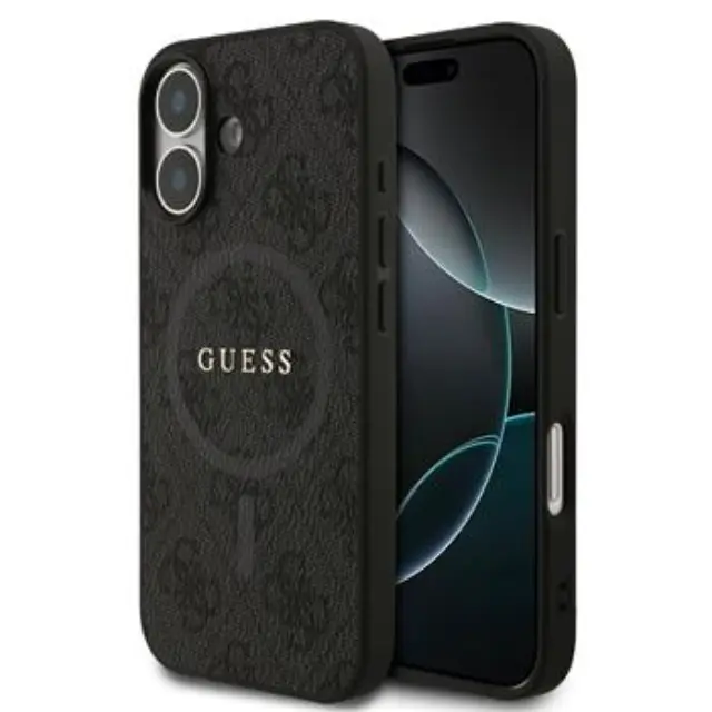 Guess PU Leather 4G Colored Ring MagSafe Case for iPhone 17 Black