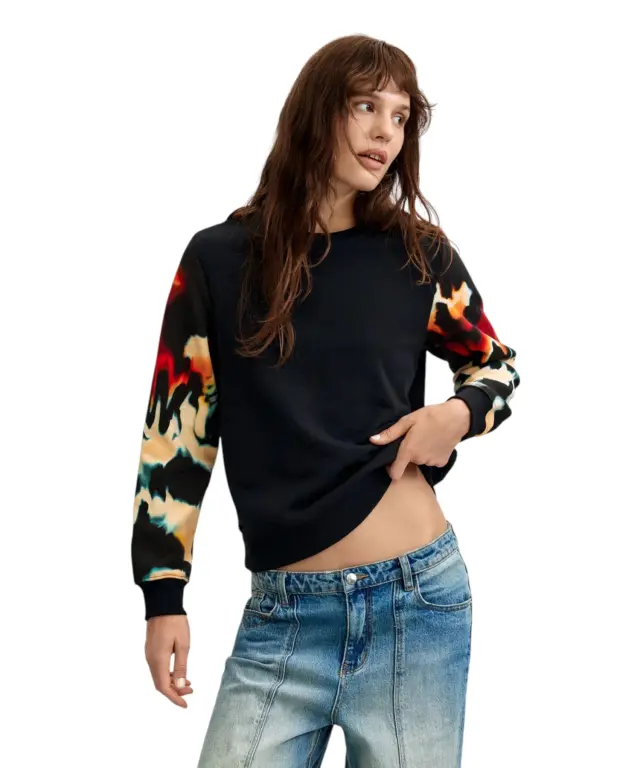 Desigual - Γυναικείο Φούτερ Estocolmo 26WWSK08-2000 Μαύρο με Σχέδια 2