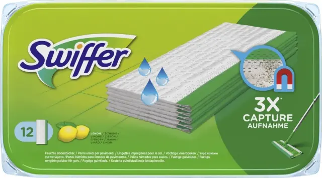 Swiffer Υγρό Πανί Καθαρισμού Ανταλλακτικό Άρωμα Λεμόνι για Πάτωμα 12τμχ