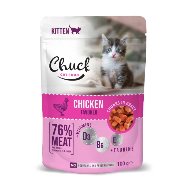 Chuck Κοτόπουλο Υγρή Τροφή για Γατάκια 100gr