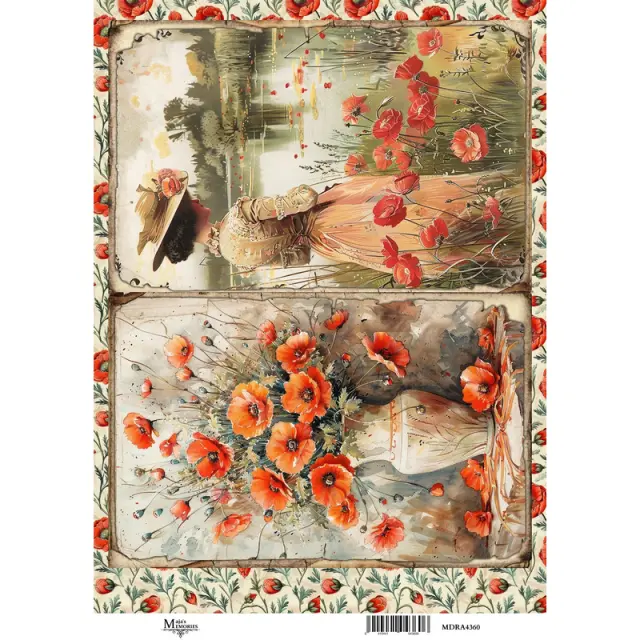 Ριζόχαρτο Maja's Memories, 22.5x32cm, Βάζο με Παπαρούνες, MDRA4360