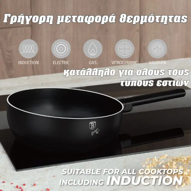 Τηγάνι Βαθύ με Τριπλή Αντικολλητική Επίστρωση Titan μαύρο 28cm Berlinger Haus BH-8176 2