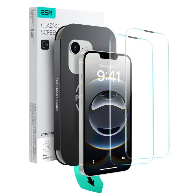 Esr Ultrafit Tempered Glass 2-pack Iphone 13 / 13 Pro / 14 / 16e / 17e Clear