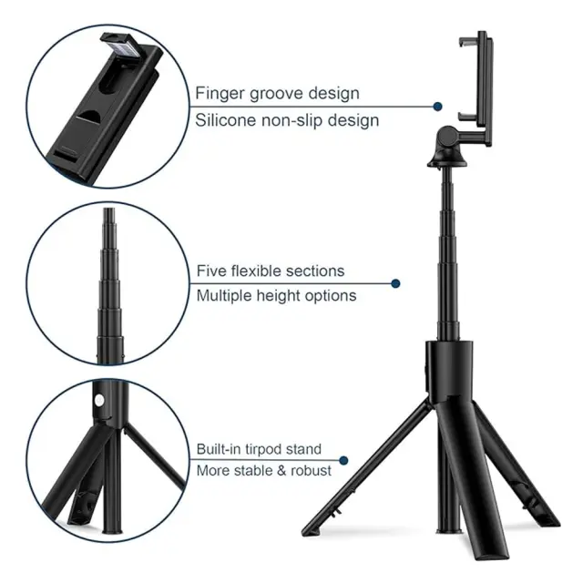 Techsuit® K22 Selfie Stick με Bluetooth Remote Control 97cm- Black 2