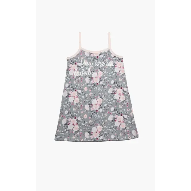Νυχτικό Παιδικό Καλοκαιρινό Minerva Lovely A/O Grey-Pink Roses No16 61963-107