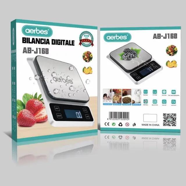 Aerbes AB-J168 Ψηφιακή Ζυγαριά Κουζίνας 1gr/10kg Ασημί 3