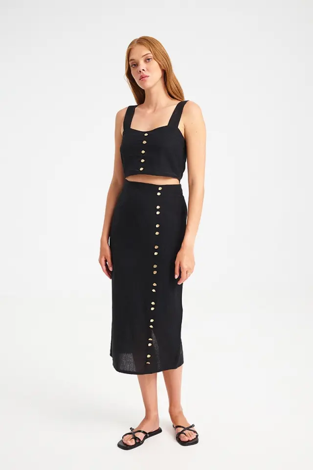 Midi Φούστα με Διακοσμητικά Κουμπιά BERNADA SKIRT - XS