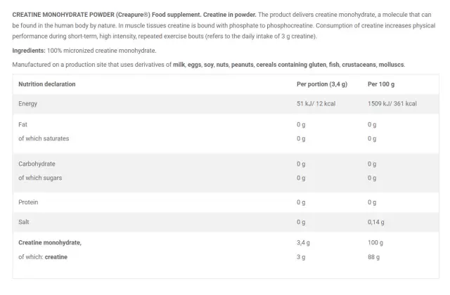 Olimp Sport Creatine Monohydrate Powder Creapture 2