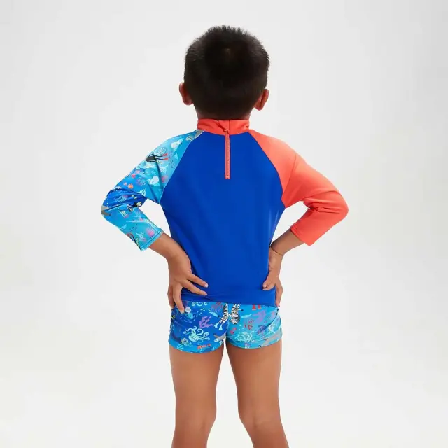 Speedo Boy's Long Sleeve Prented UV Protection Rash Top Μπλε 800323615163 (Speedo) 3