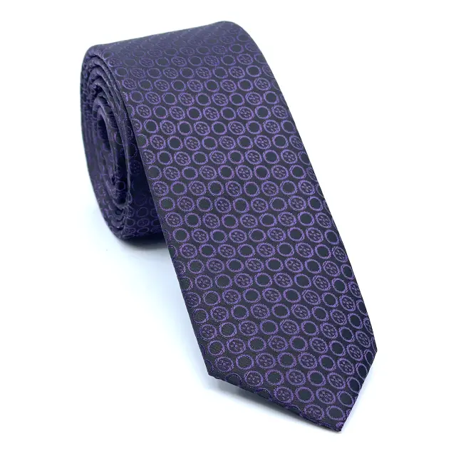 Γραβάτα Microfiber σε Μαύρο Μοτίβο Σετ με Μαντηλάκι 3