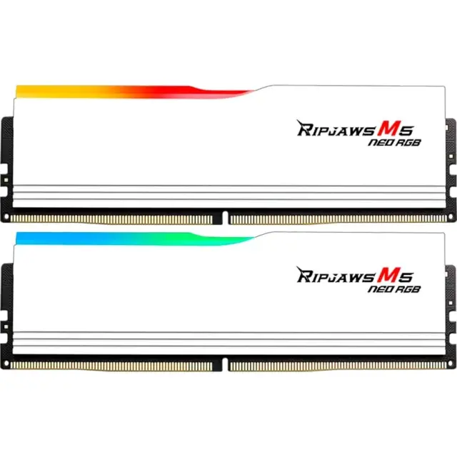 G.Skill DIMM 64 GB DDR5-6000 (2x 32 GB) Dual-Kit (white, F5-6000J3636F32GX2-RM5NRW, Ripjaws M5 Neo RGB, INTEL XMP, AMD EXPO)