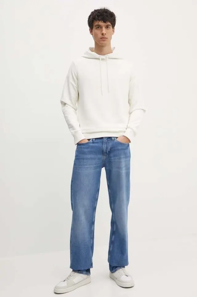 Calvin Klein - Ανδρικό Φούτερ Embro Regular Fit J30J325149-YBI Λευκό 2