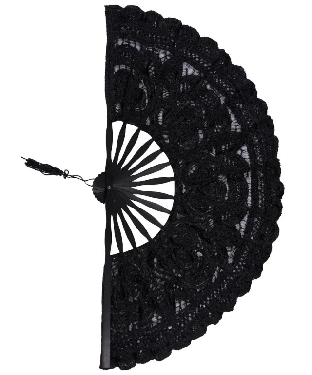 Χειροποίητη βεντάλια (27cm) μαύρη - -