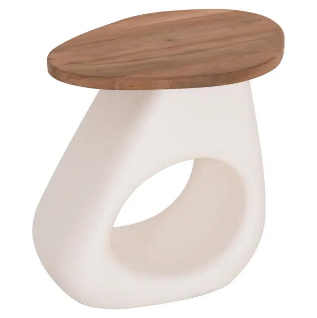 ΒΟΗΘΗΤΙΚΟ ΤΡΑΠΕΖΙ FB94692.02 FIBER CEMENT ΛΕΥΚΟ--ΞΥΛΟ TEAK TOP 47x60x59Υεκ