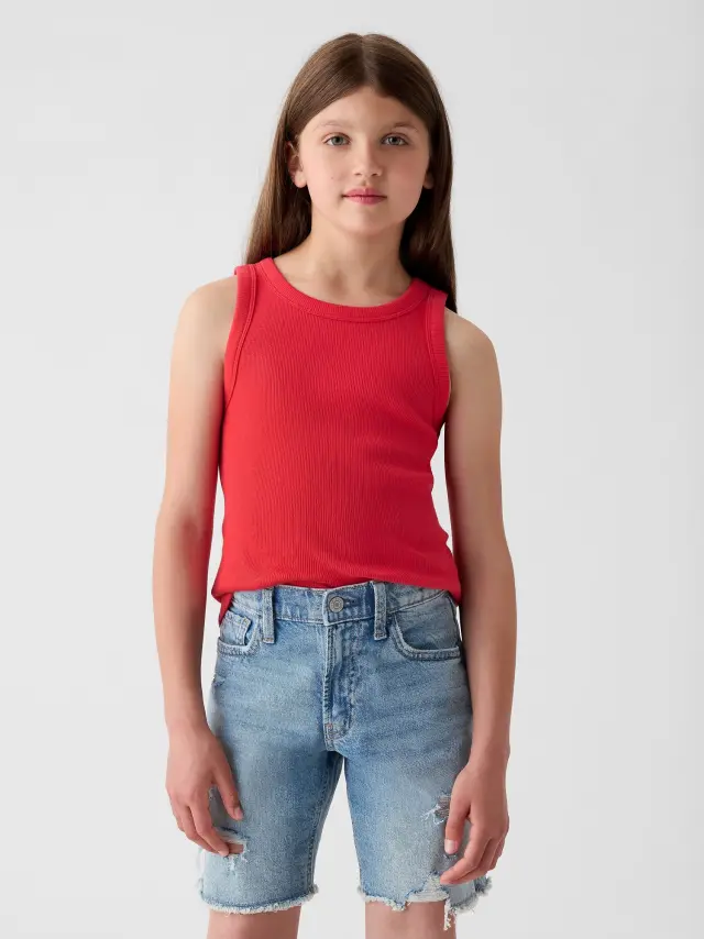 Κόκκινο Παιδικό Rib Αμάνικο Τοπ slipper red - XL
