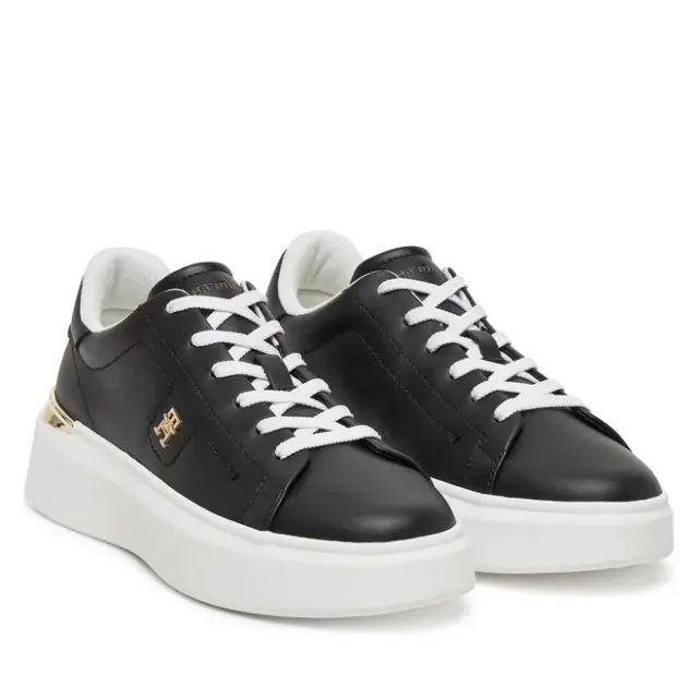 Γυναικεία Δερμάτινα Sneakers Tommy Hilfiger FW0FW08631 BDS Μαύρα Μαύρο - 36 2