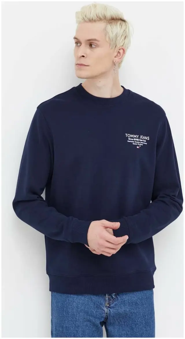 Tommy Hilfiger - Ανδρικό Φούτερ Essential Graphic Crew DM0DM18404-C1G Μπλε Ναυτικό - 2XL