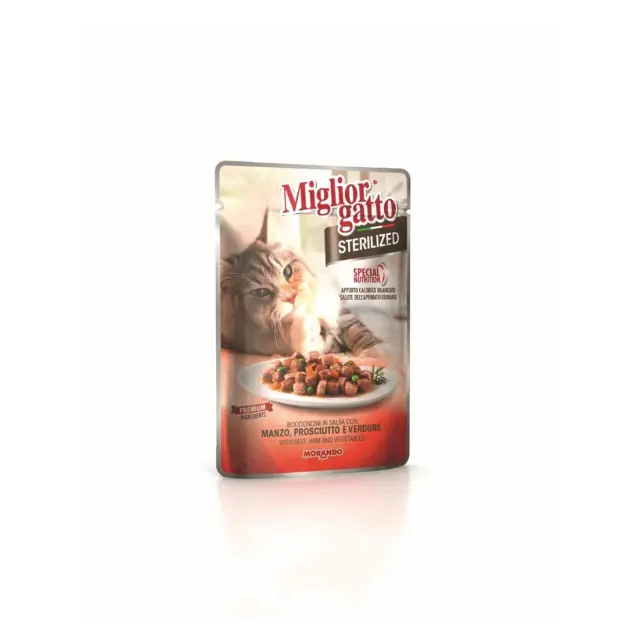 Miglior Gatto Sterilized Pouches Κομματάκια Σε Σάλτσα Βοδινό Προσούτο 85g 85gr