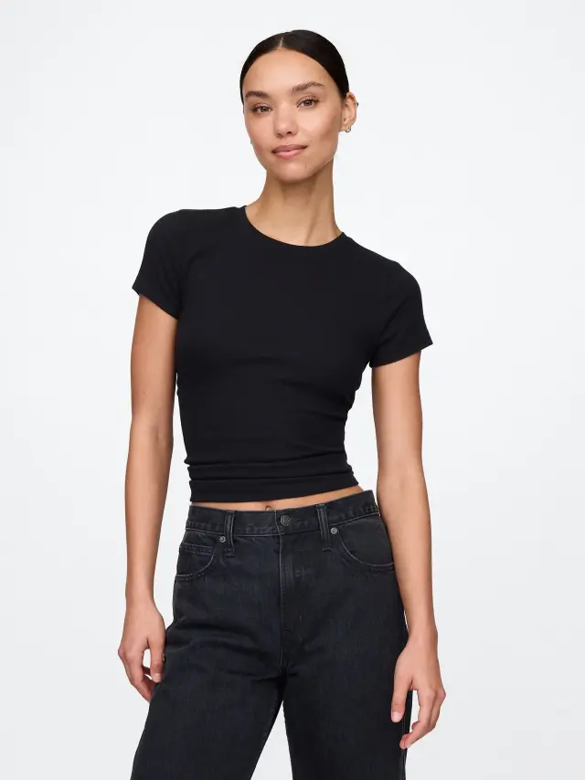 Μαύρη Modern Rib Μπλούζα Black - L