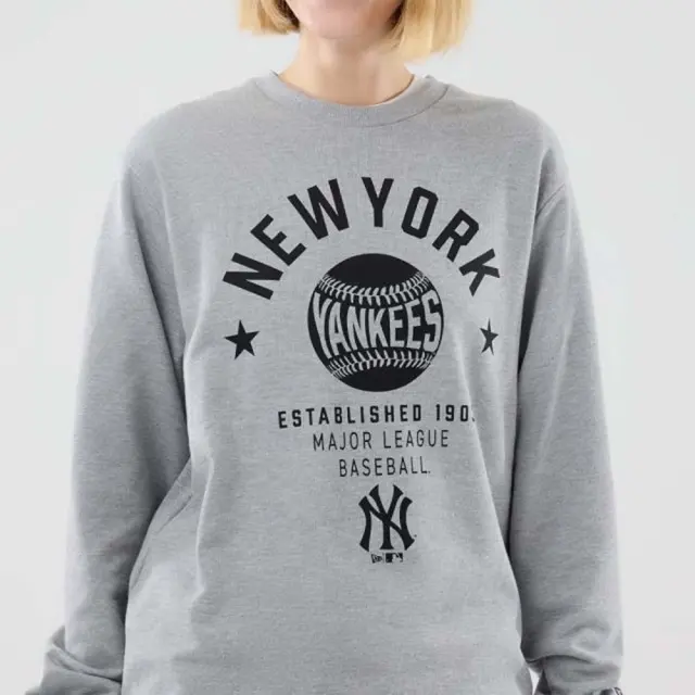 New Era Men's MLB Graphic New York Yankees Regular Crew Neck Sweatshirt Γκρι 60897391 (New Era) 3
