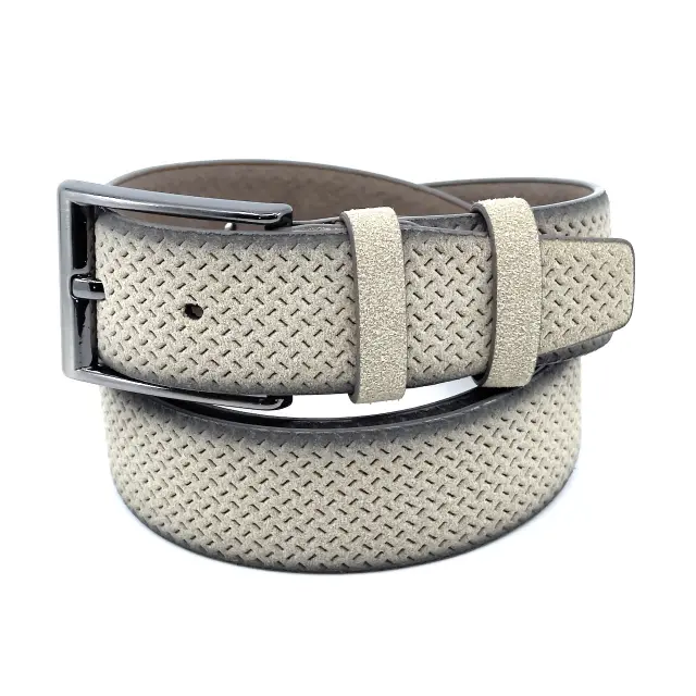 Μπεζ Ζώνη P.U. Leather Τύπου Suede 3,5 cm - 135cm 3