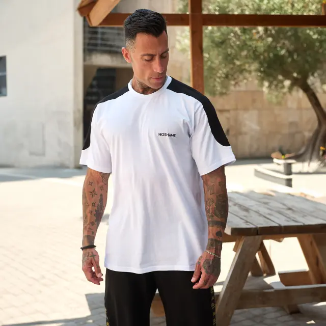 T-shirt Noshame® Λευκό Oversized με μαύρη λωρίδα - 112598 - XXL 3