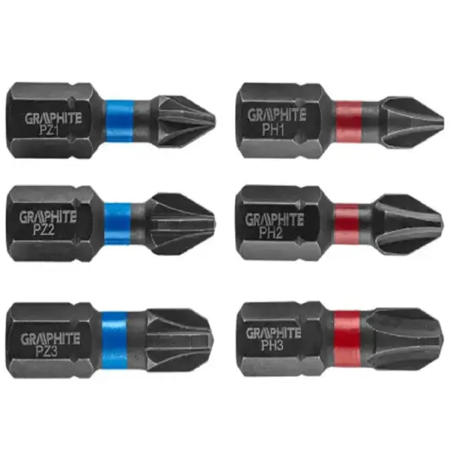 Σετ 6 Μύτες Κατσαβιδιού Graphite Αστέρι / Σταυρός Impact