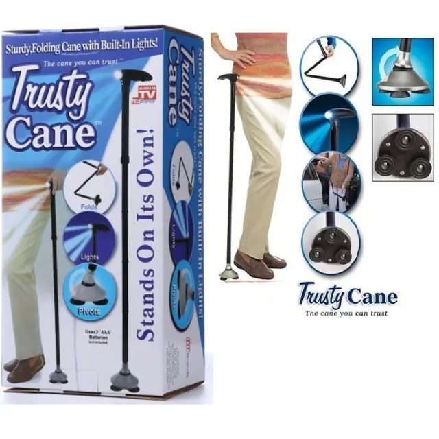 Trusty Cane Μπαστούνι με Φωτισμό 3 LED Μαύρο