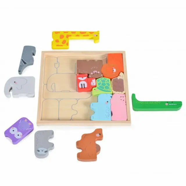 Puzzle Σφηνώματα 14τμχ Ξύλινο Ζωάκια Moni Ecotoys 3002 3800146223083 2