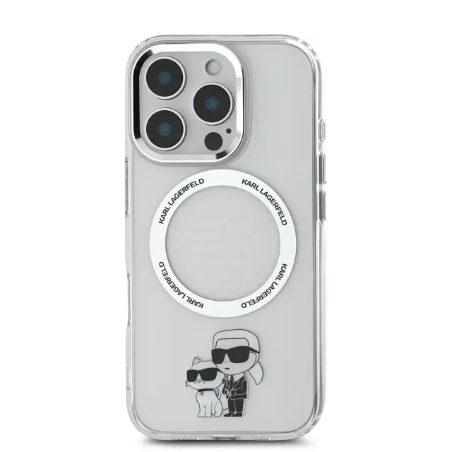Karl Lagerfeld IML Karl and Choupette MagSafe Case for iPhone 16 Pro Transparent 2
