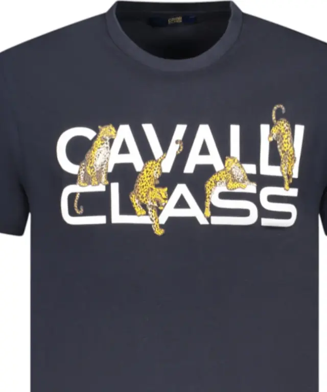 Cavalli Class - Ανδρική Μπλούζα T-Shirt Κοντομάνικη Regular Fit TXT60MJD060-04502 Μπλε 3