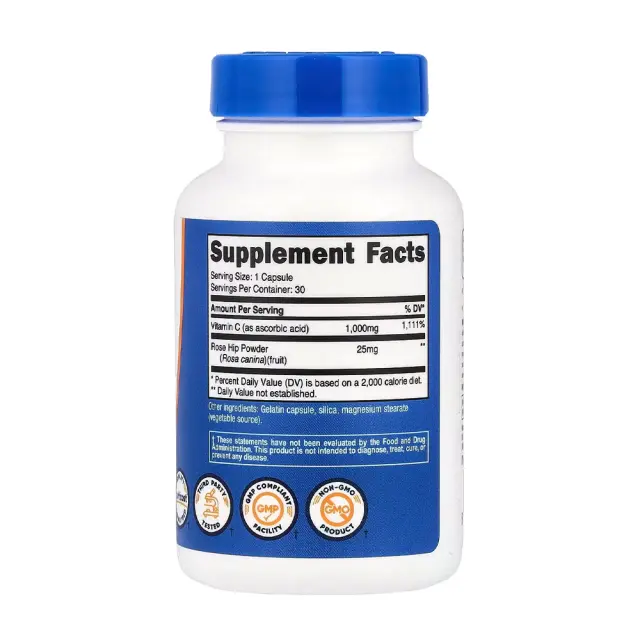 Nutricost Vitamin C with Rose Hips Capsules 30 Capsules 2