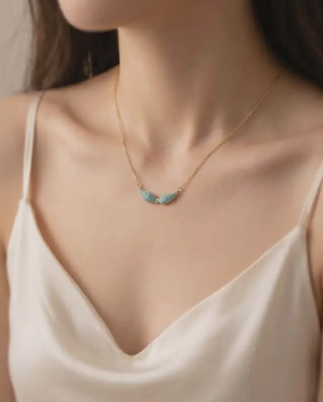 Turquoise Angel Wings Necklace 2