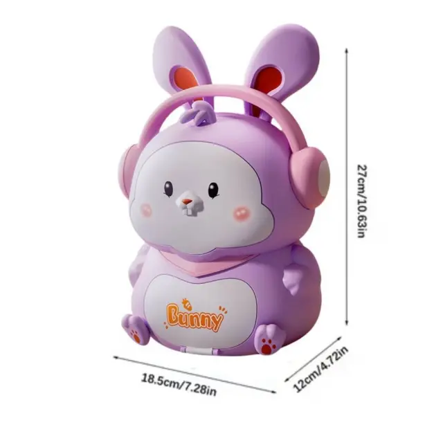 Ηλεκτρονικός Κουμπαράς Bunny Piggy με Μουσική & Δακτυλικό Αποτύπωμα (Μωβ) 2