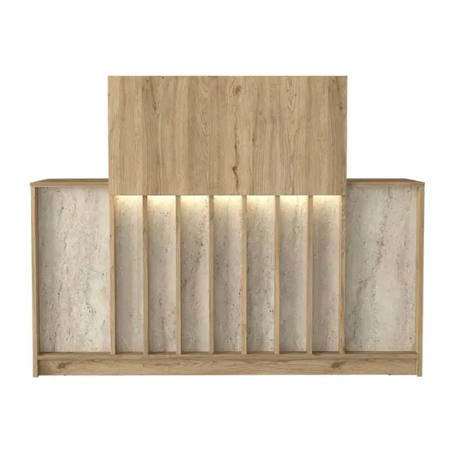 Γραφείο υποδοχής - reception Davis Megapap με LED χρώμα sepet oak - travertine 150x41,8x115εκ. 3
