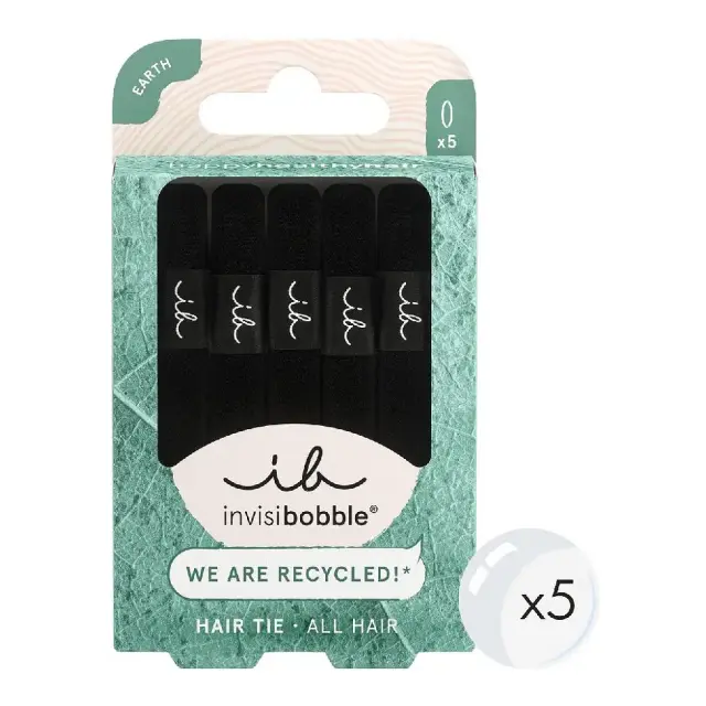 Invisibobble Hair Tie Black, Λαστιχάκια Μαλλιών, 5τεμ