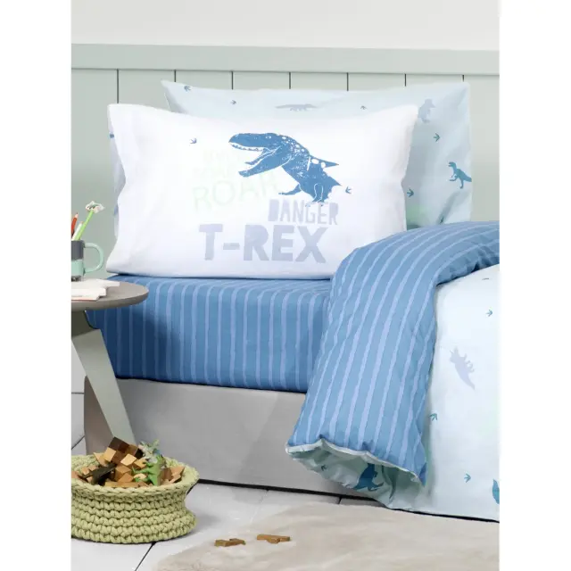 Σετ Σεντόνια 170x255 Μονά Nima Roar Blue-Ciel 100% βαμβακερόΧωρίς Λάστιχο 2