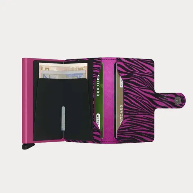 Δερμάτινο Πορτοφόλι Secrid Miniwallet Matte Zebra Fuchsia Μαύρο-Φούξια - ONESIZE 2