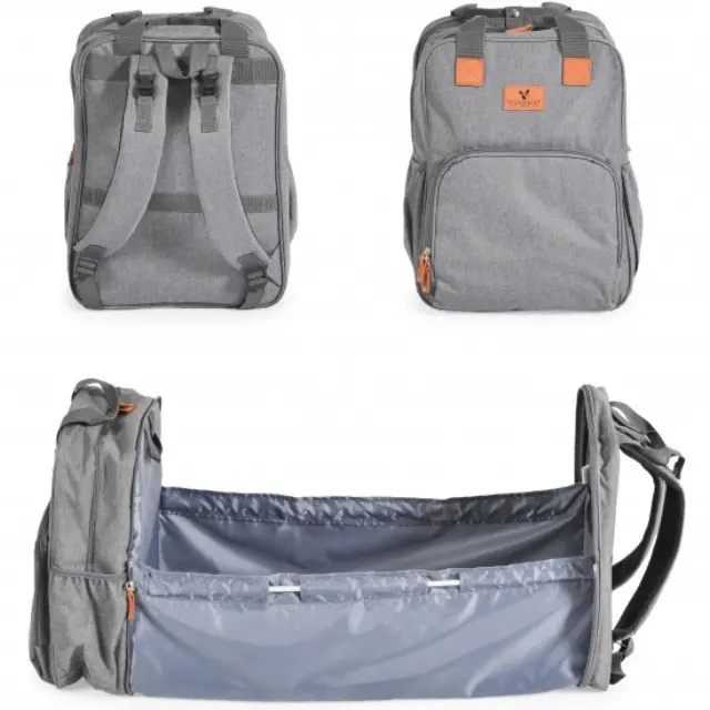 CANGAROO - 2 in 1 Diaper bag-cot Liana grey - 3800146268725 2