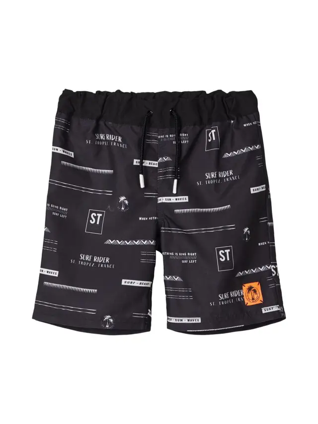 NAME IT NKMZAKOBS LONG SHORTS BLACK ΜΑΓΙΟ