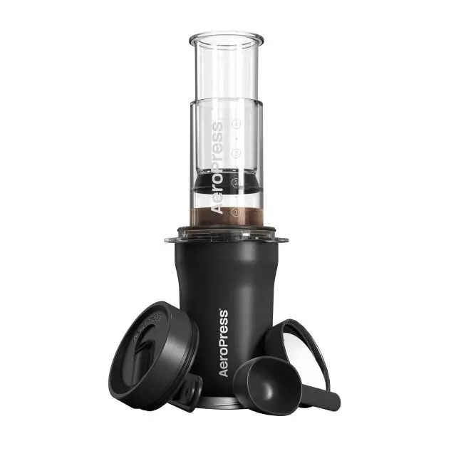 Go Plus coffee maker with black AeroPress thermal mug