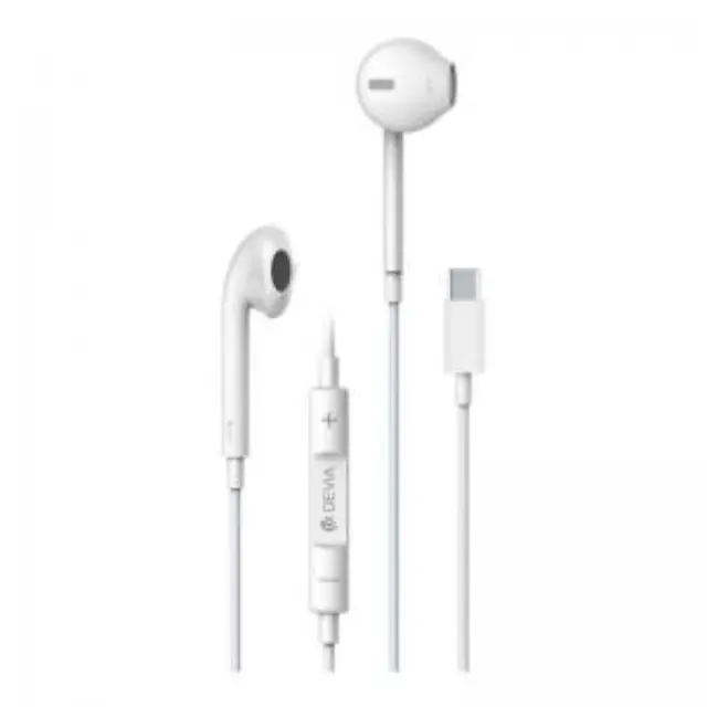 Hands Free Stereo Devia EM048 Earpods USB C με Χειριστήριο & Μικρόφωνο Smart Λευκό N59012 3