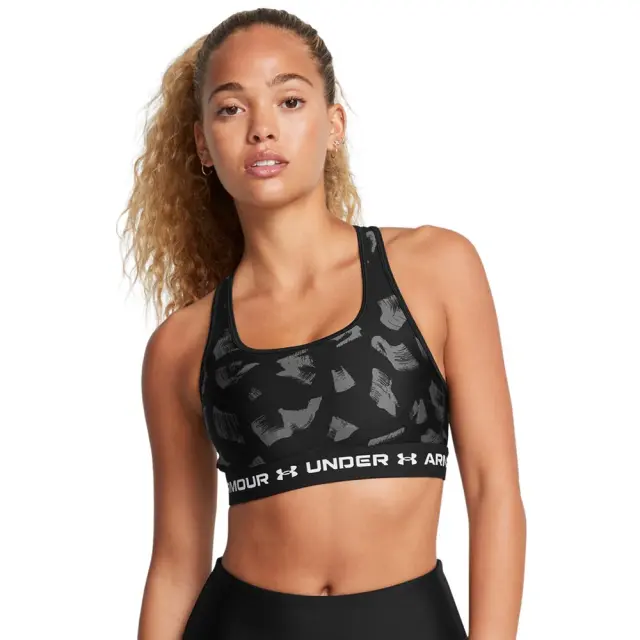 Under Armour Crossback Mid Print Bra (1361042-009) - Μαύρο-Γκρί