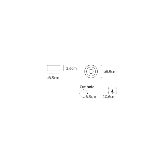 Ikon 03308/B Χωνευτό σποτ σταθερό GU10 ø8.5cm sanded black Μαύρο 2