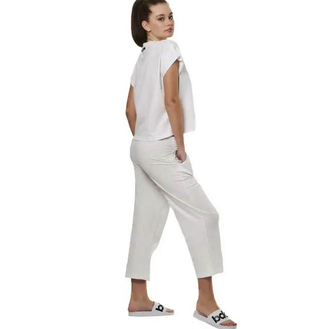 Body Action Women's Natural Dye Slub Beach Crop Pants Άσπρο 021532-02 (Body Action) 3