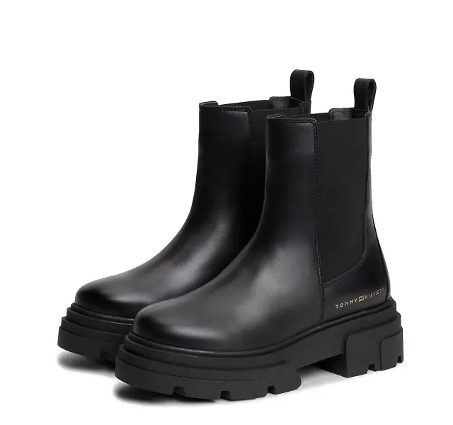 Γυναικεία Δερμάτινα Μποτάκια Tommy Hilfiger Chunky Chelsea Boot FW0FW09679 BDS Μαύρα Μαύρο - 37 2