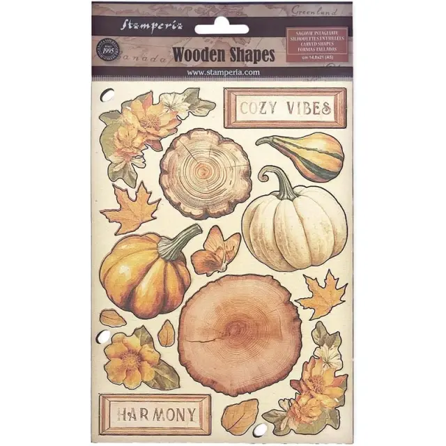 Ξύλινα Χρωματιστά Διακοσμητικά Stamperia - A5 - Golden Harmony Pumpkins