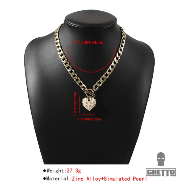 Ghetto Punk Hip Hop Necklace Creative Pearl Heart 3