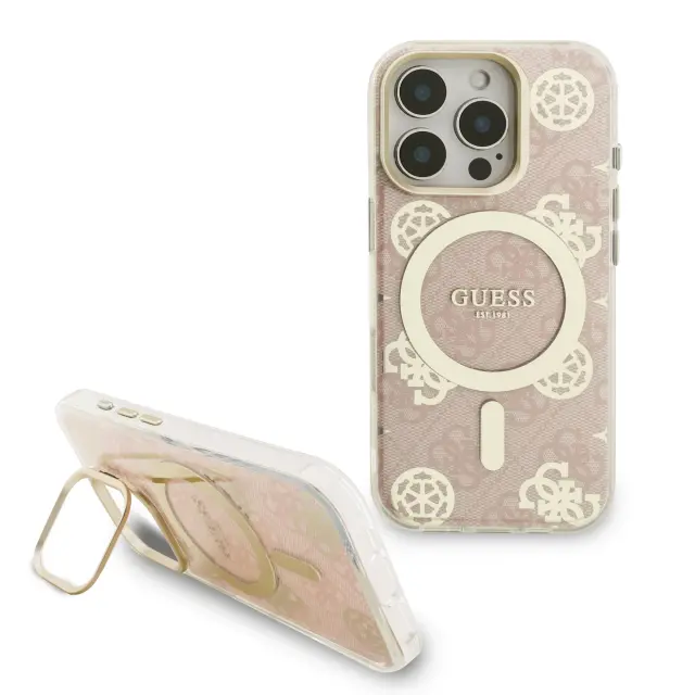 Guess PC/TPU Electroplated Stand Camera Frame MagSafe Case with Interchangeable Backgrounds for iPhone 16 Pro 2