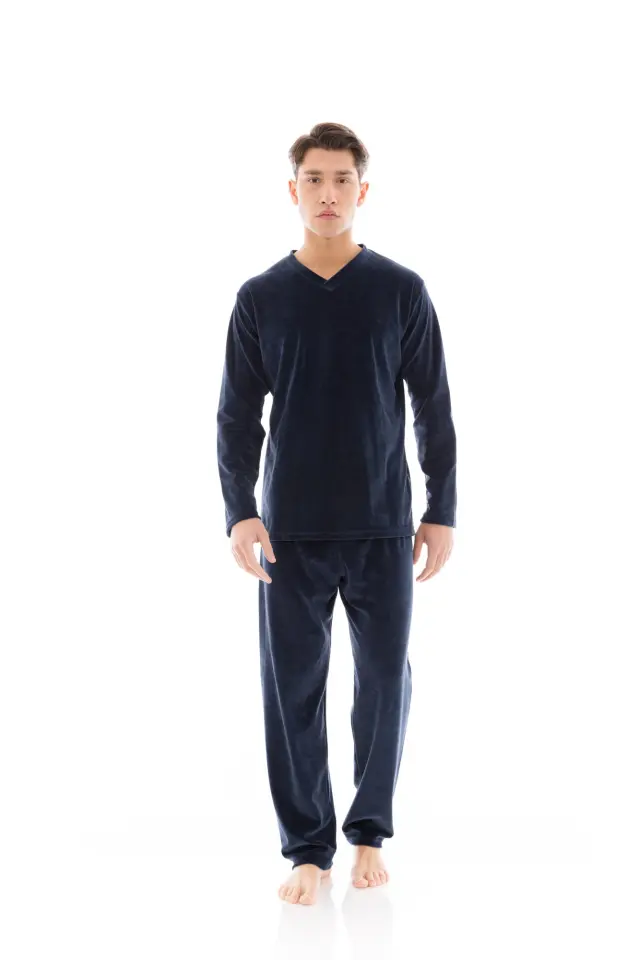 WN-M201 - Yacht Blue - PYJAMA VELVET V-NECK